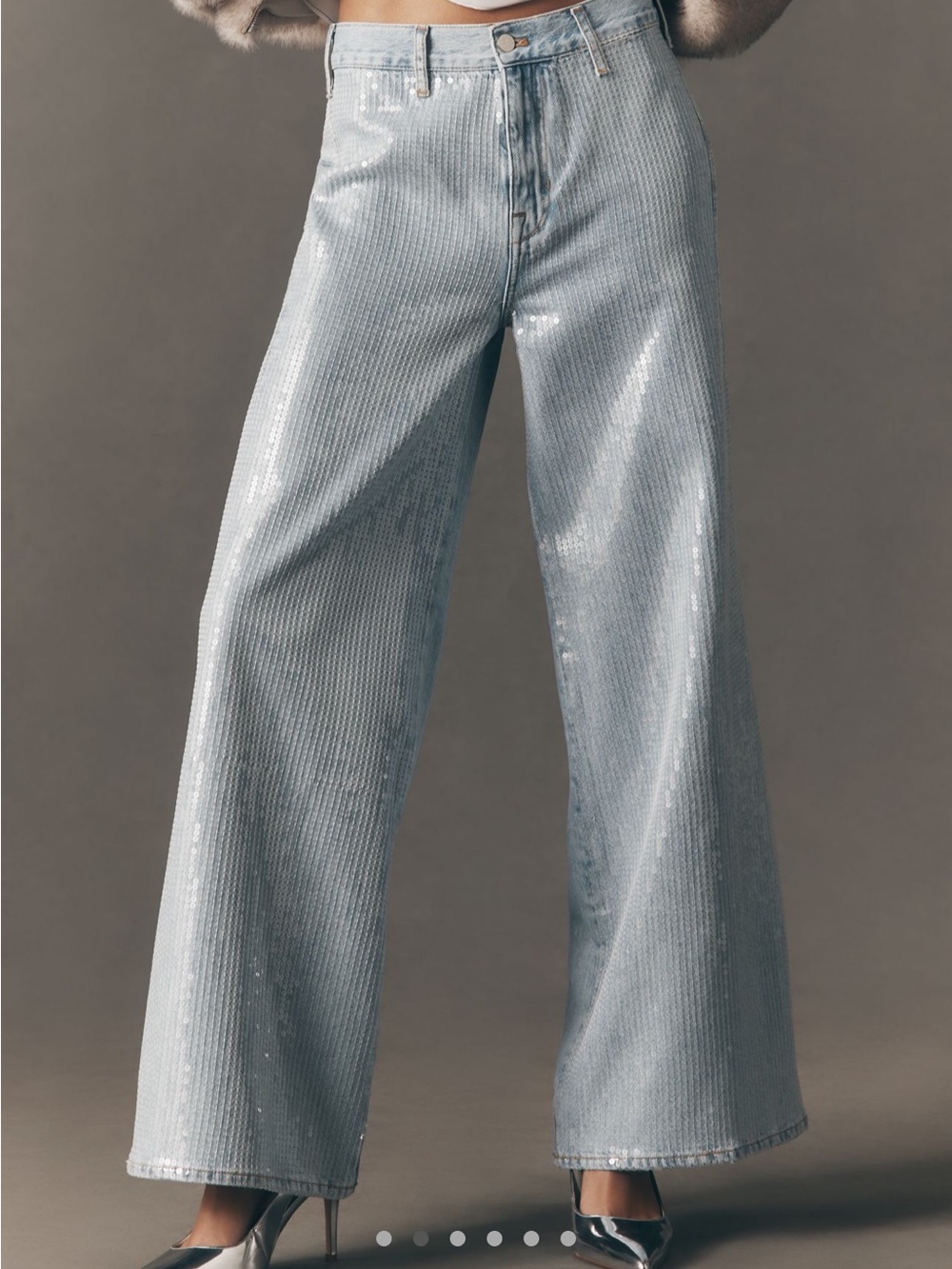 Pilcro Light Blue Sequin Wide-Leg Jeans